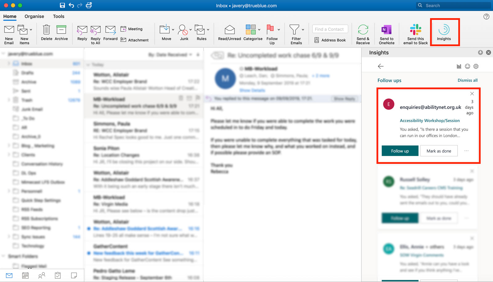 Outlook insights что это