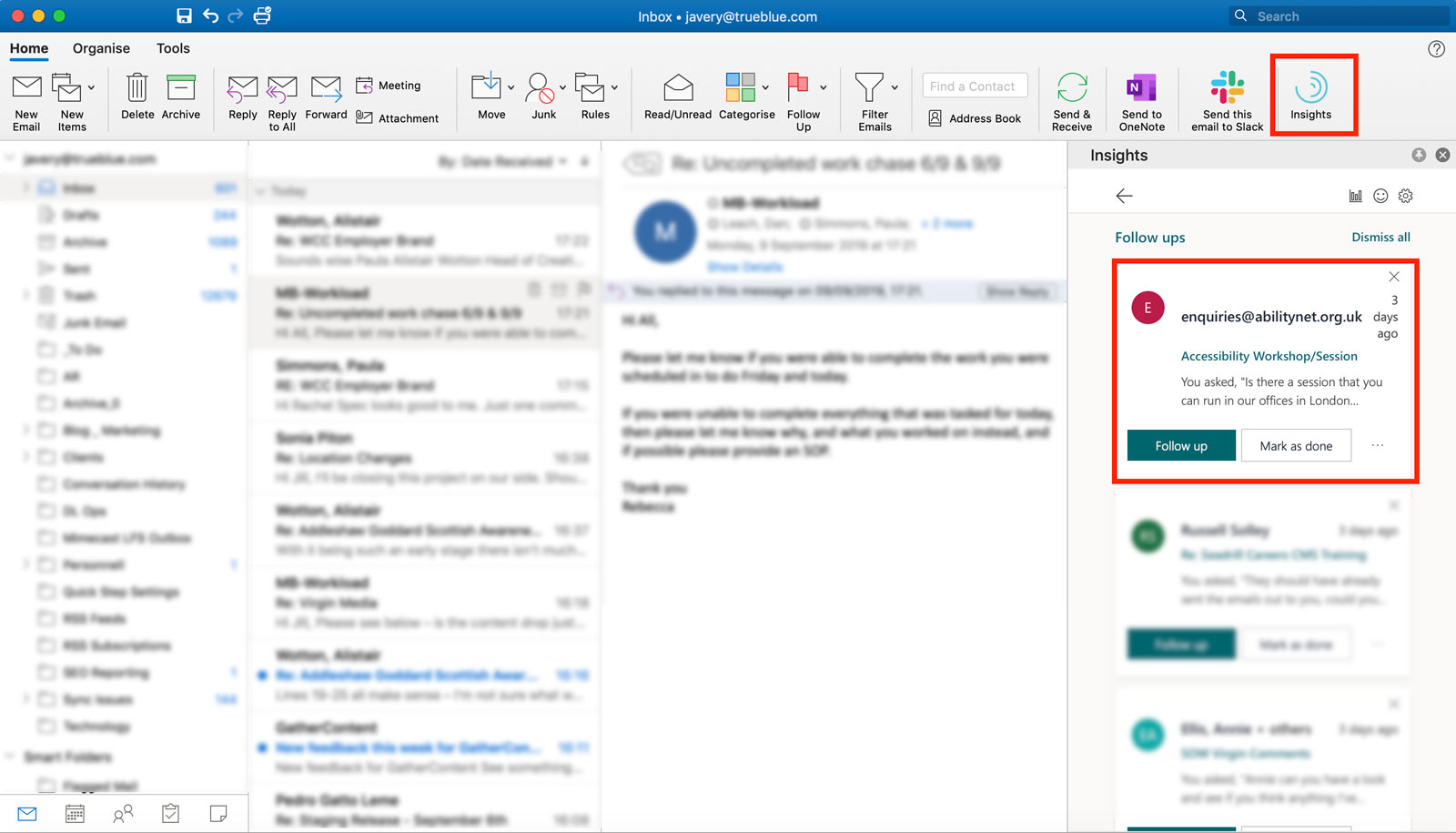 Insights in Microsoft Outlook Surf the Dream