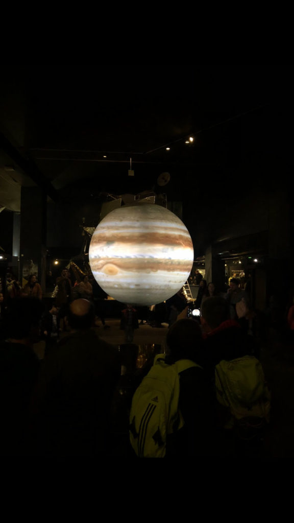 Jupiter projected on a blank sphere in the Science Museum